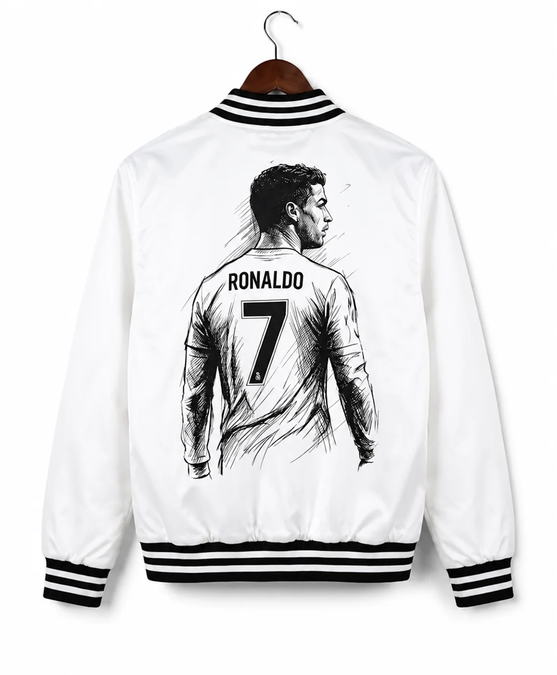 Cr7 White Bomber Jacket