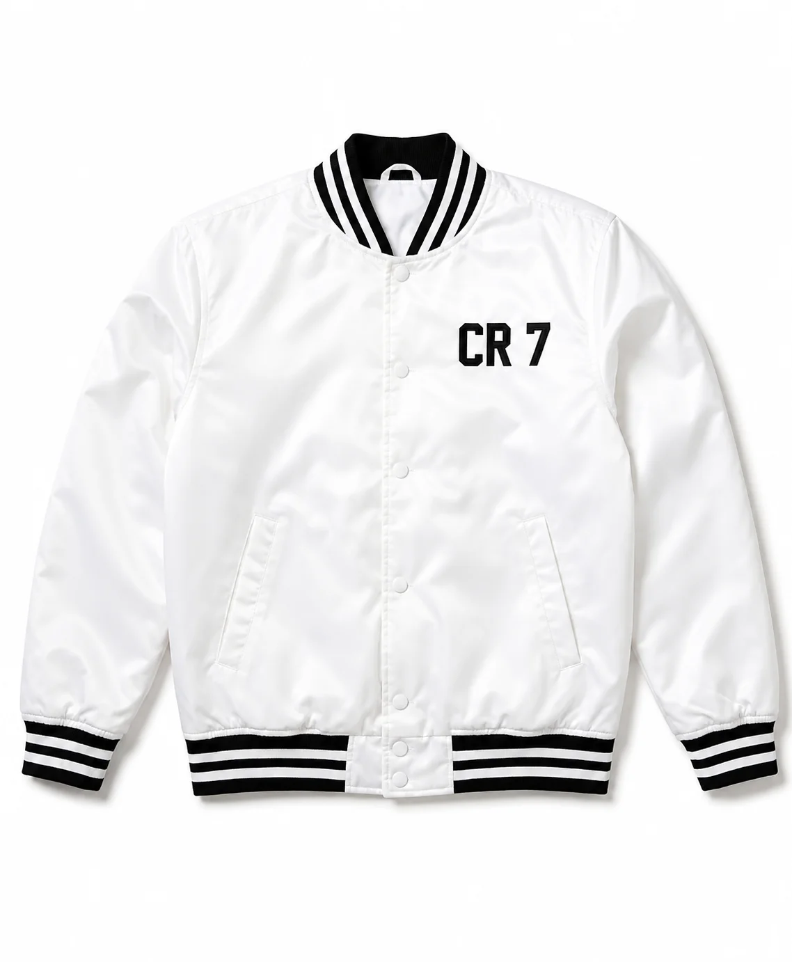 Cr7 White Bomber Jacket