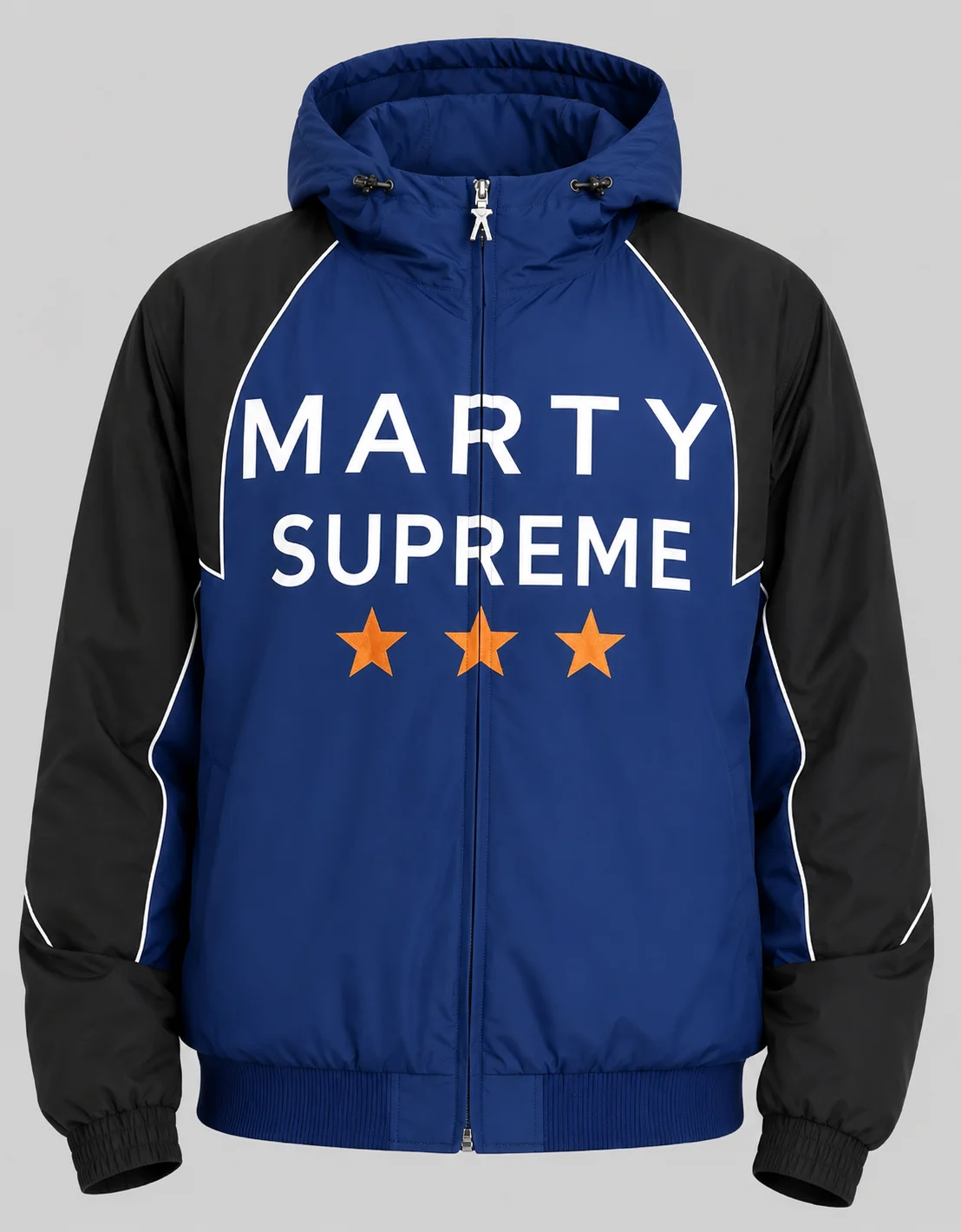 Deni Avdija Marty Supreme Made In America Blue and Black Hooded Jacket