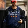 Deni Avdija Marty Supreme Made In America Blue and Black Hooded Jacket