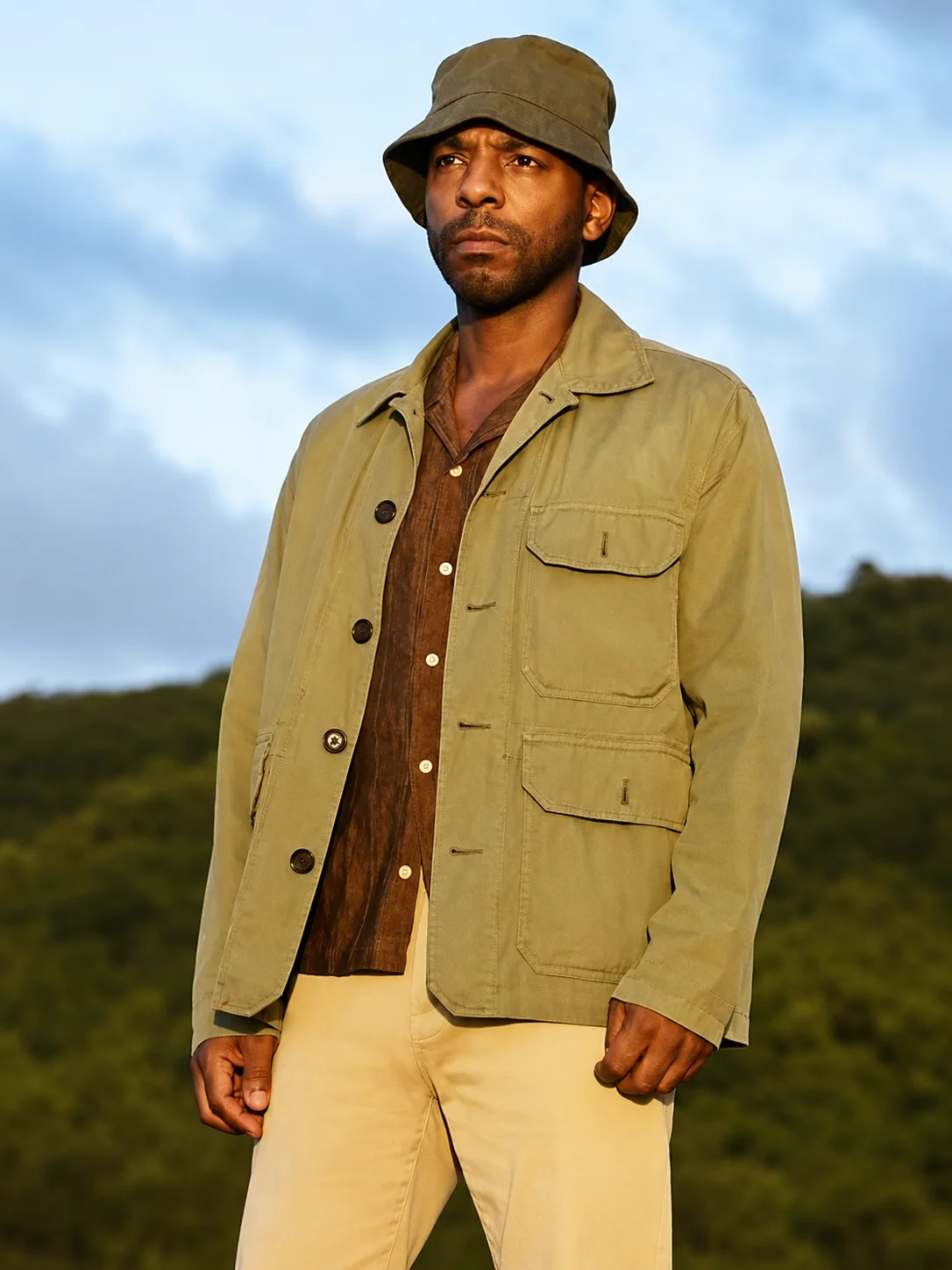 Don Gilet Death in Paradise Green Cotton Jacket