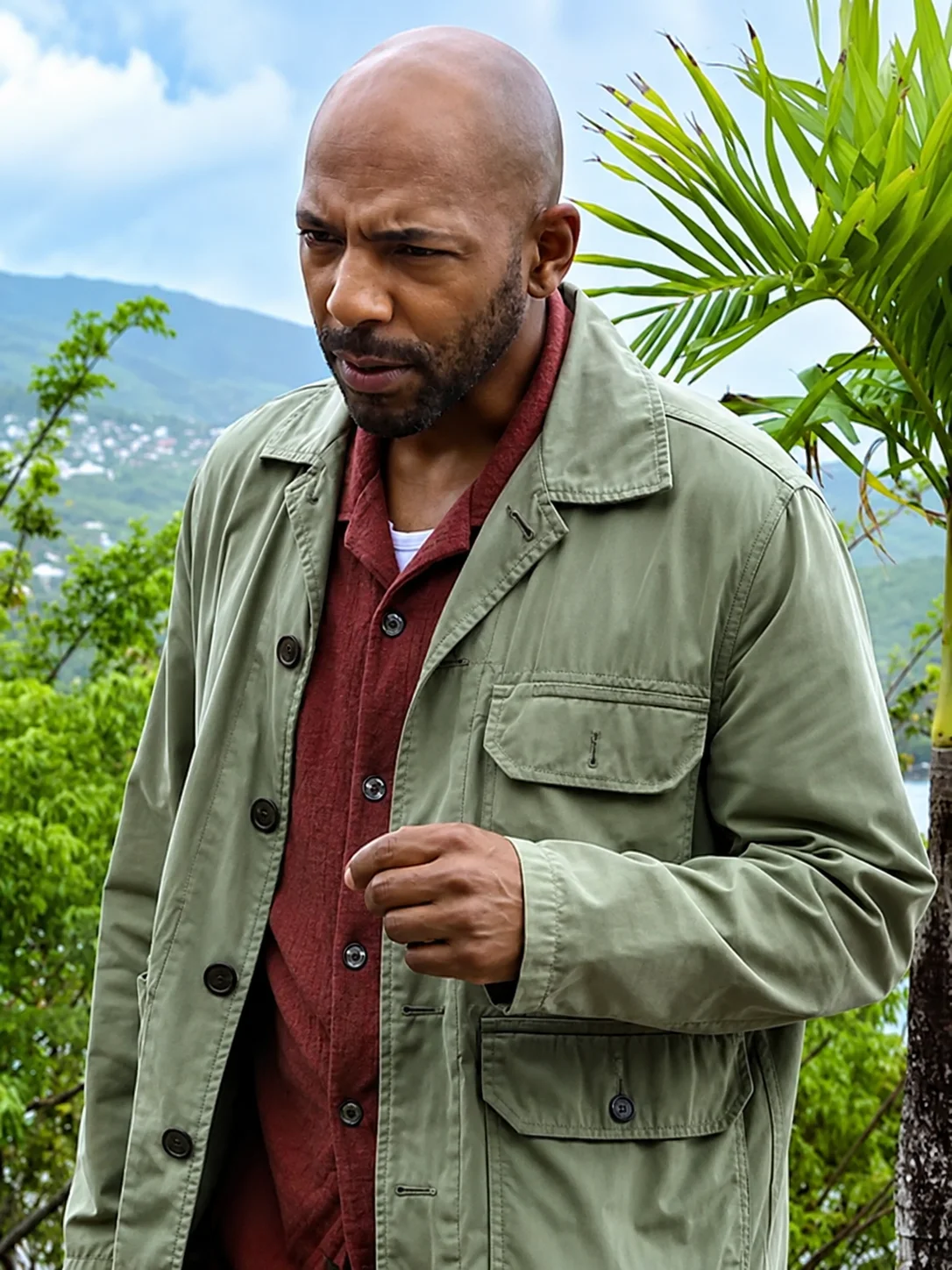 Don Gilet Death in Paradise Green Cotton Jacket