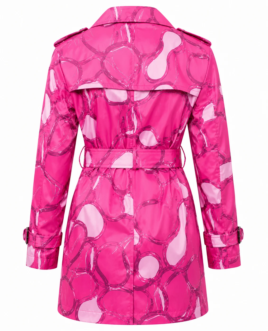 Elle Lexi Minetree Pink Graphic Trench Coat