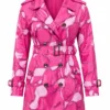Elle Lexi Minetree Pink Graphic Trench Coat