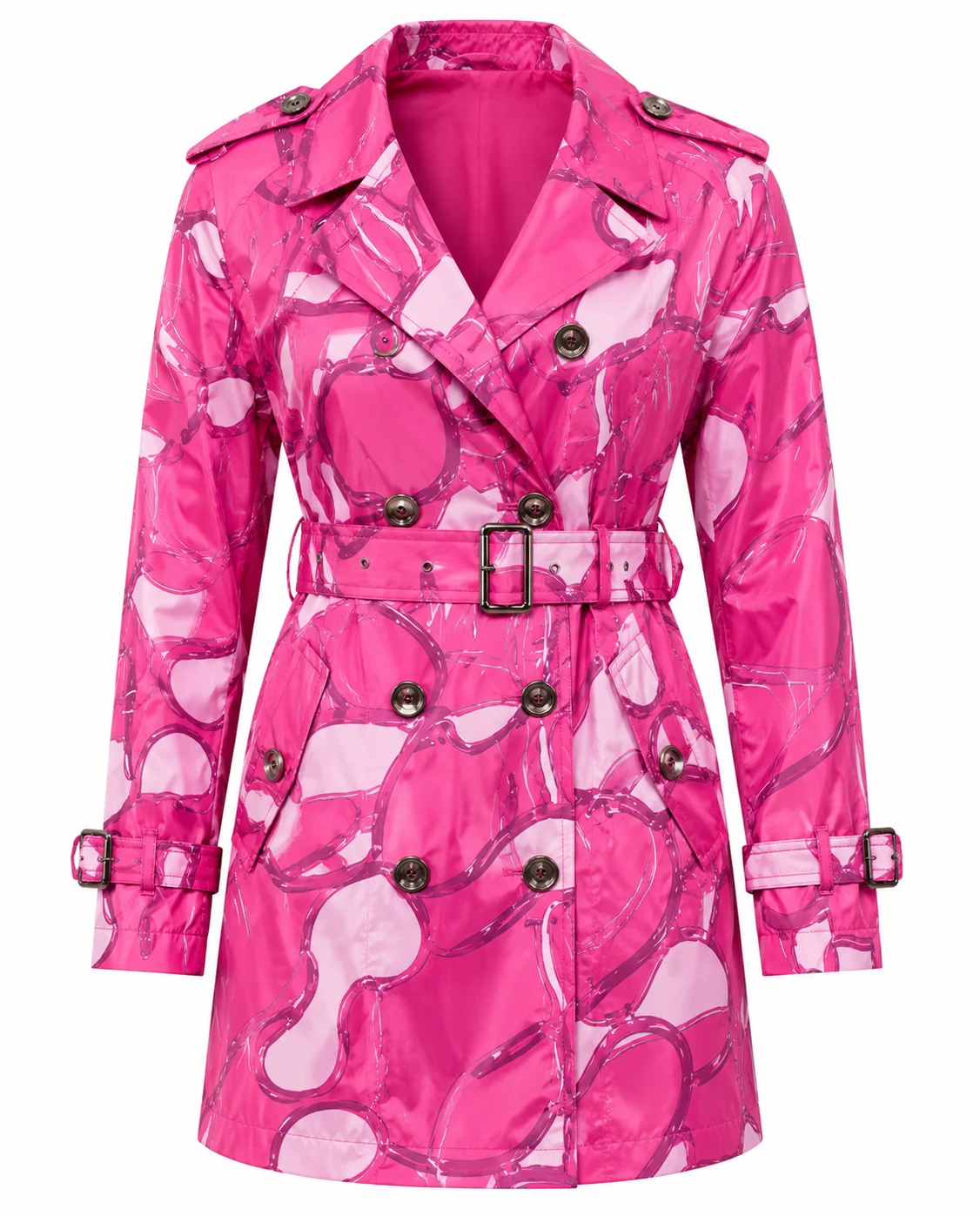 Elle Lexi Minetree Pink Graphic Trench Coat