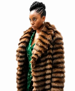 Fightland 2026 Anita Joy Uwajeh Brown Fur Coat