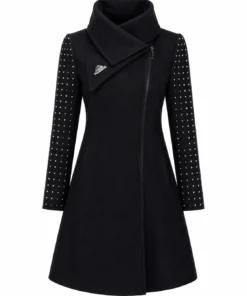 Gossip Girl S6 Kaylee DeFer Navy Studded Sleeves Coat