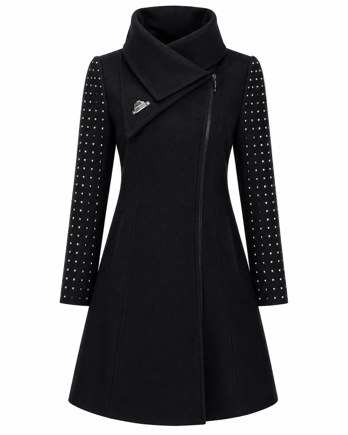 Gossip Girl S6 Kaylee DeFer Navy Studded Sleeves Coat