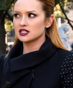 Gossip Girl S6 Kaylee DeFer Navy Studded Sleeves Coat