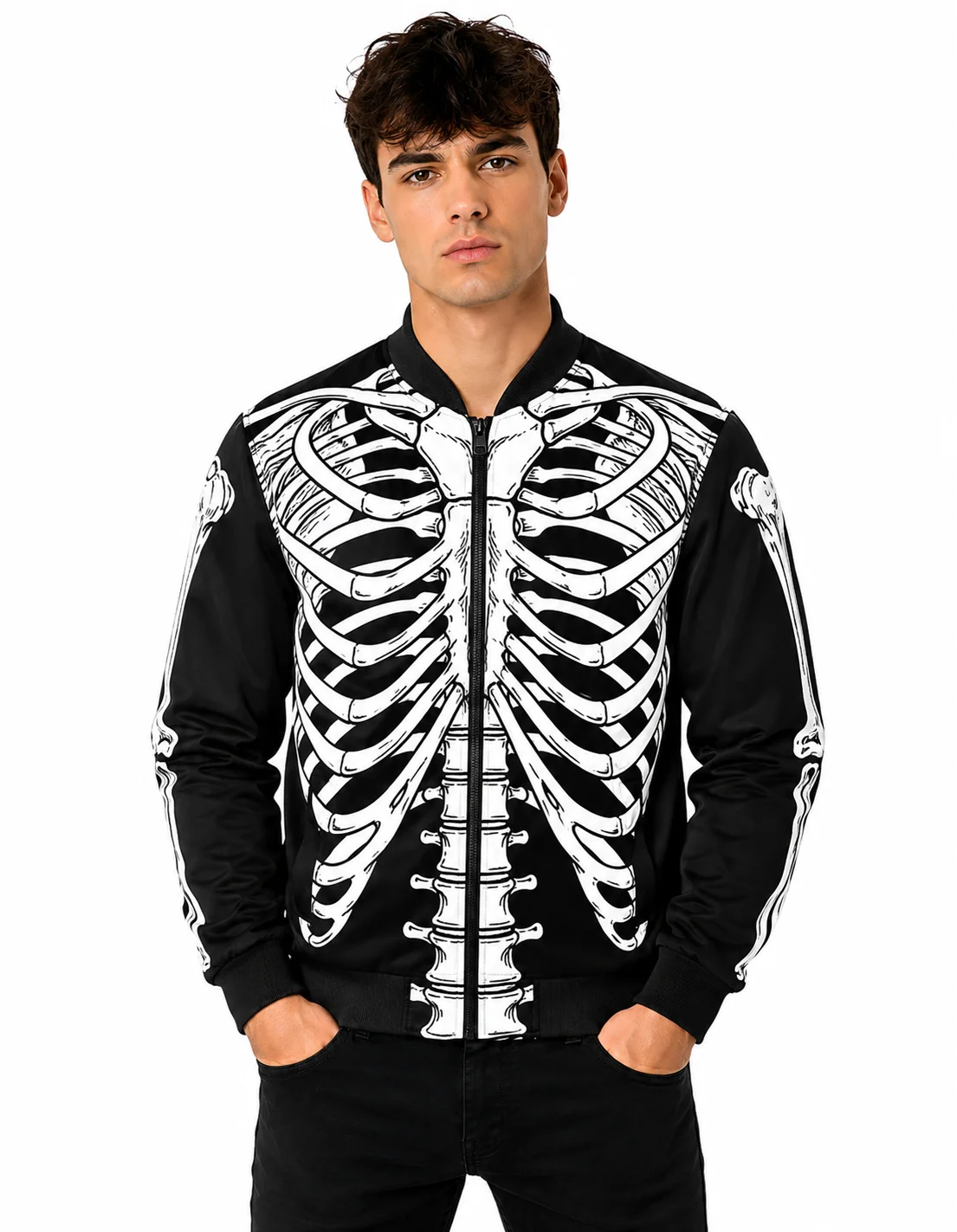 Halloween 3D Ribcage Bomber Jacket