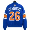 Kith for the New York Knicks 2026 Blue Satin Bomber Jacket