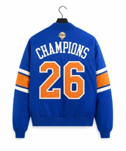 Kith for the New York Knicks 2026 Blue Satin Bomber Jacket