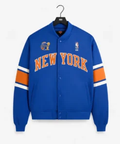 Kith for the New York Knicks 2026 Blue Satin Bomber Jacket