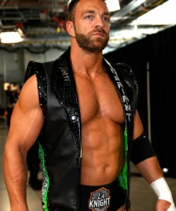 LA Knight WrestleMania 42 Black Leather Vest