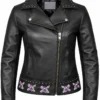 Ladies Biker Jacket with Purple Roses
