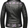 Ladies Biker Jacket with Purple Roses