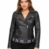 Ladies Biker Jacket with Purple Roses