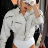 Lady Gaga White Leather Jacket