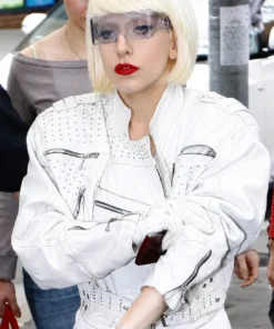 Lady Gaga White Leather Jacket