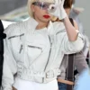 Lady Gaga White Leather Jacket