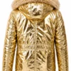 MLDH S19 David Bromstad Metallic Gold Hooded Fur Bomber Jacket