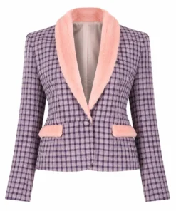 Next Gen NYC S2 Riley Burruss Fur Trim Cropped Check Jacket
