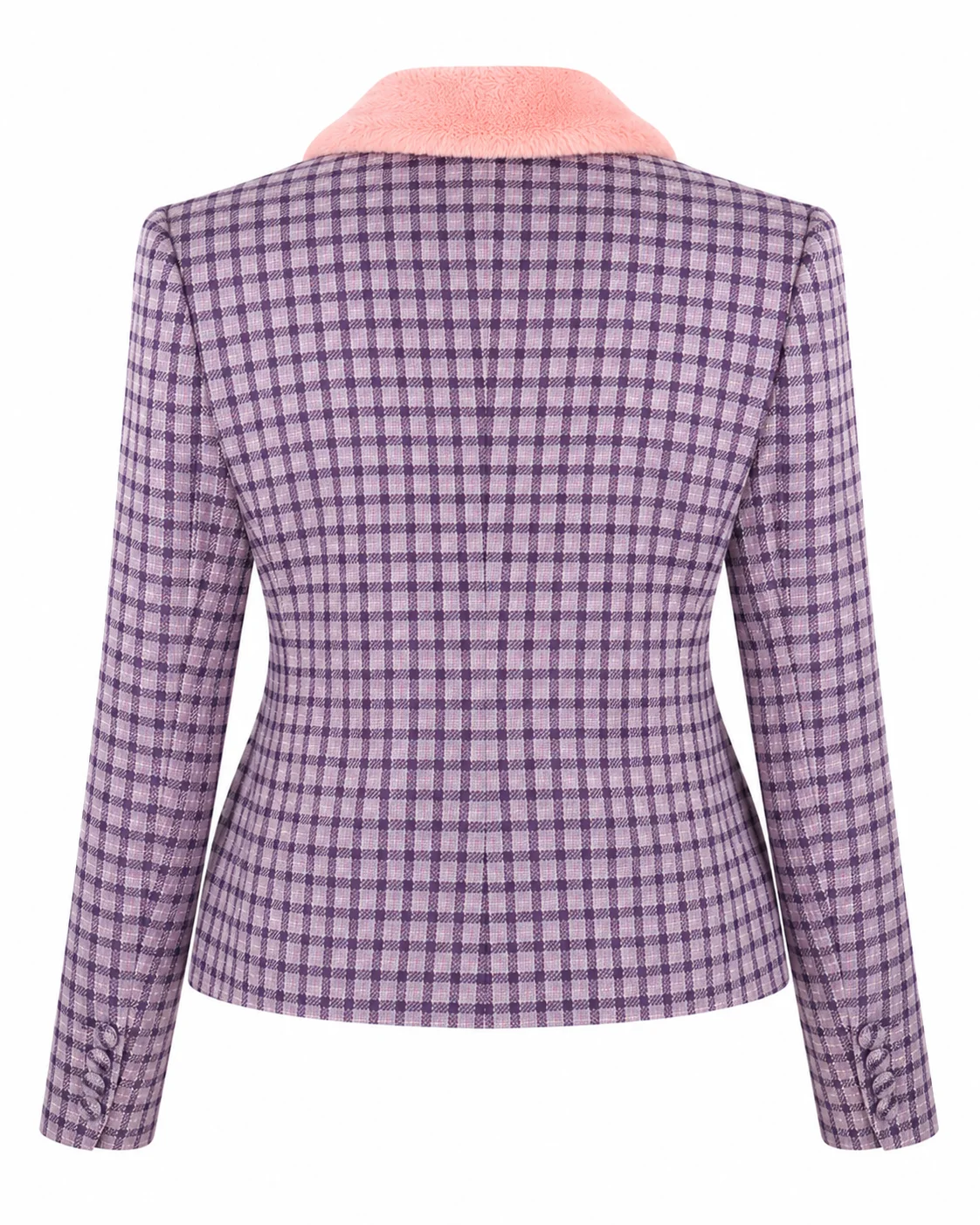 Next Gen NYC S2 Riley Burruss Fur Trim Cropped Check Jacket