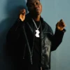 Nigerian Singer Zinoleesky Black Leather Jacket for Men