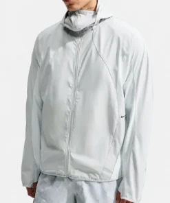 Nike Tech Dri-Fit Helios Zip Up White Hooded Ninja Track Jacket For Men