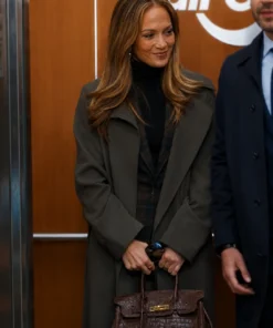 Office Romance 2026 Jennifer Lopez Black Wool Coat