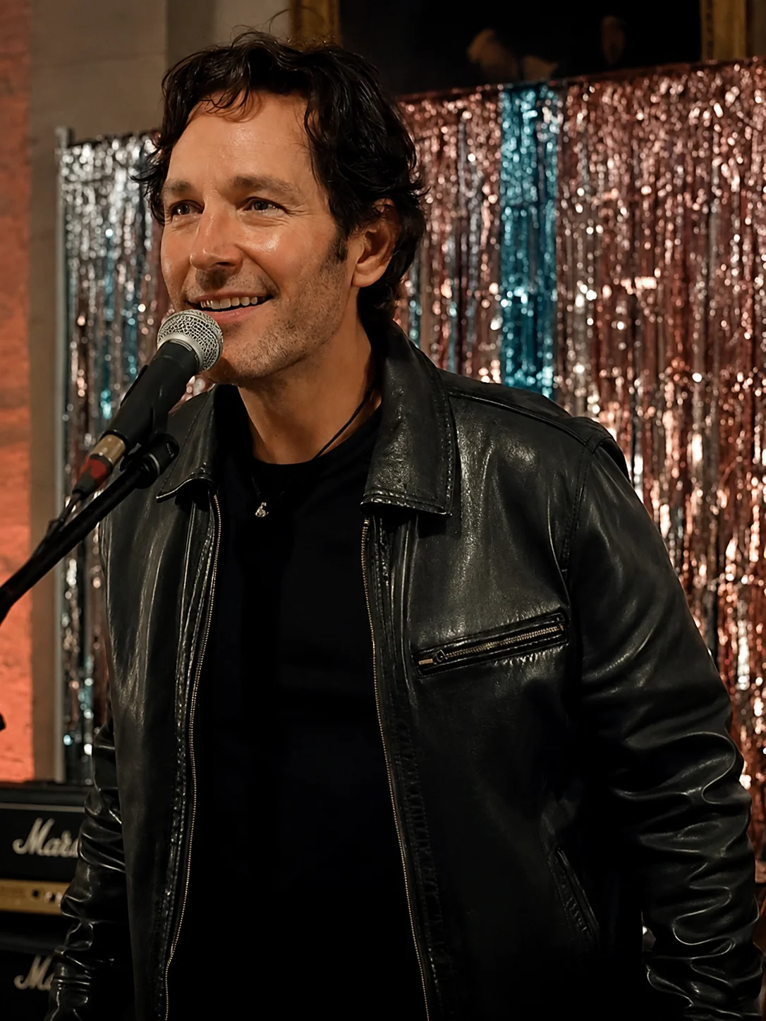 Power Ballad Paul Rudd Black Leather Jacket