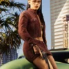 Protagonists Lucia Video Game Grand Theft Auto VI 2026 Maroon Denim Jacket For Women