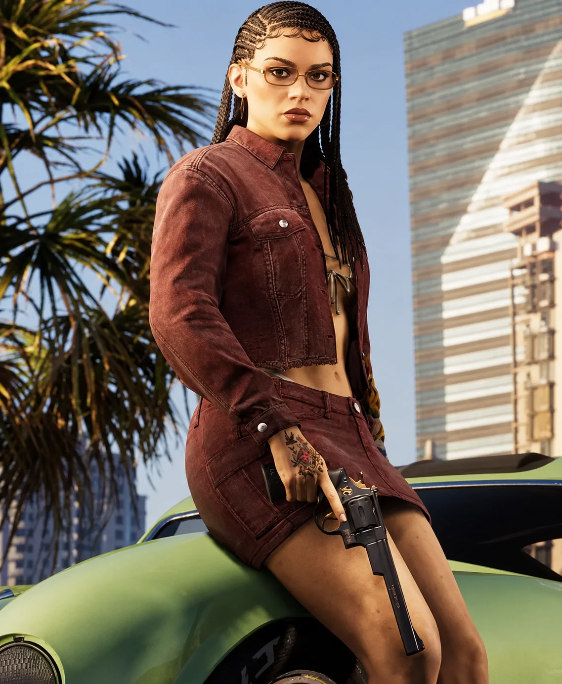 Protagonists Lucia Video Game Grand Theft Auto VI 2026 Maroon Denim Jacket For Women