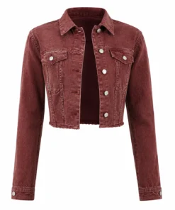 Protagonists Lucia Video Game Grand Theft Auto VI 2026 Maroon Denim Jacket For Women