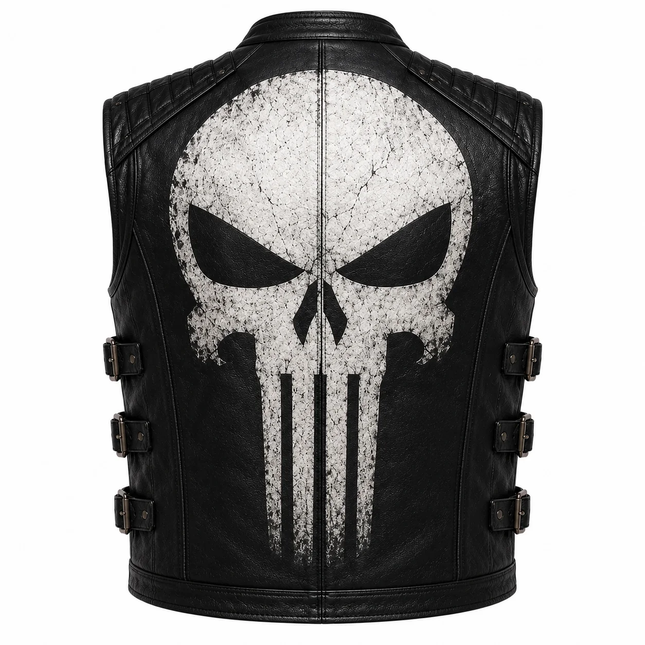 Punisher Inspired Black Leather Vest