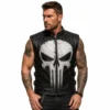 Punisher Inspired Black Leather Vest