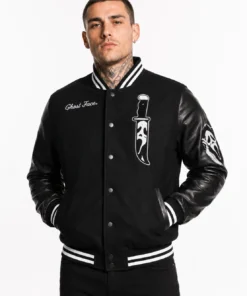 Scream Ghostface Butcher Knife Black Varsity Jacket