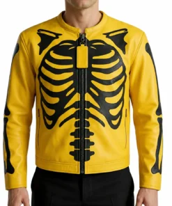 Skeleton Yellow Leather Jacket