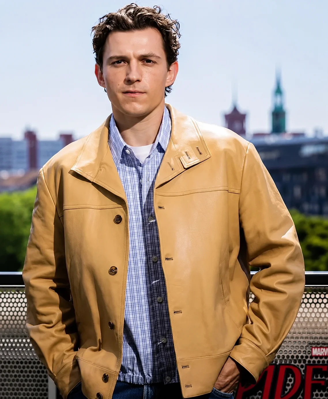 Spider Man Promo Tom Holland 2026 Tan Jacket