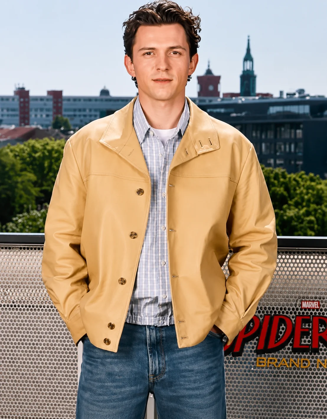 Spider Man Promo Tom Holland 2026 Tan Jacket