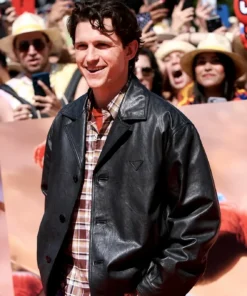 Spider Man Promotional Event Tom Holland Leather Jacket