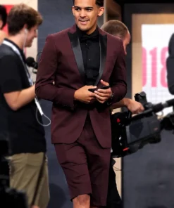 Trae Young NBA Drafts Burgundy Suit