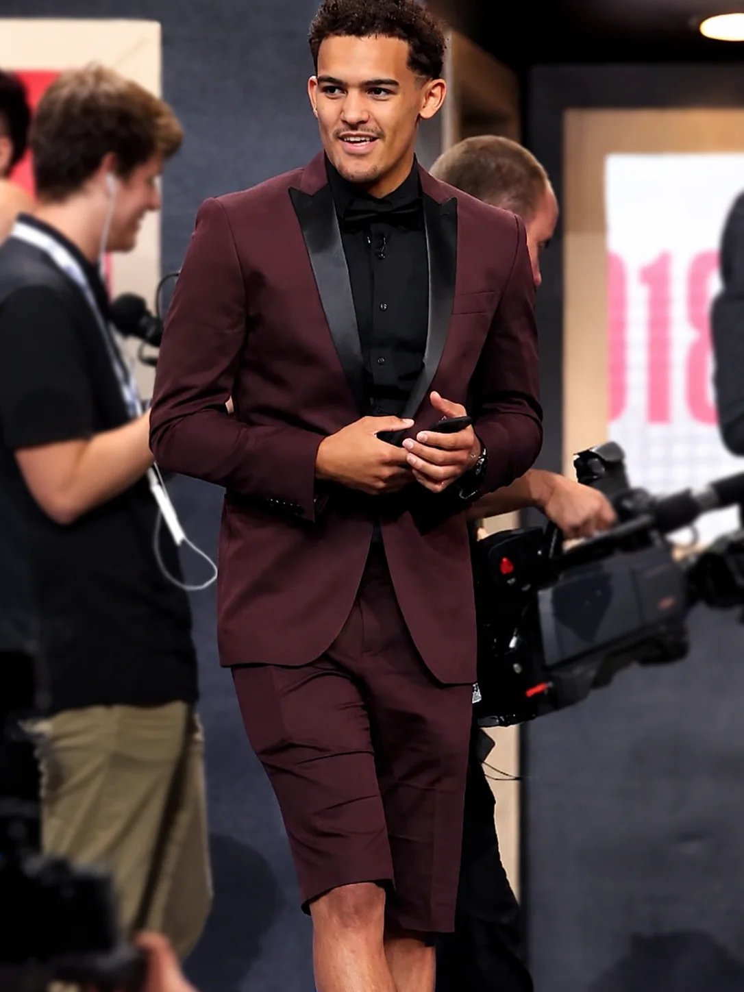 Trae Young NBA Drafts Burgundy Suit