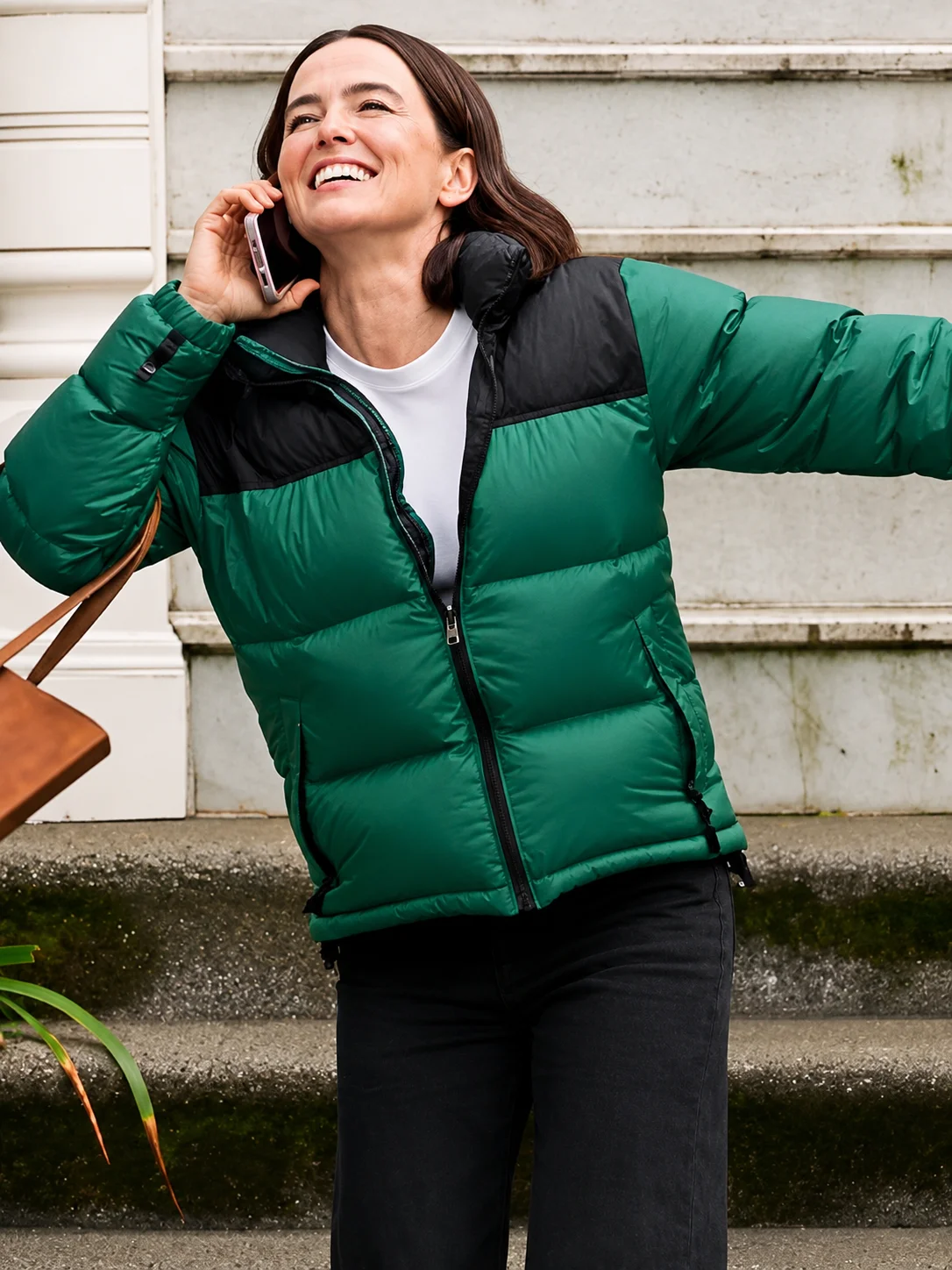 Voicemails for Isabelle Zoey Deutch Green Puffer Jacket