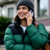 Voicemails for Isabelle Zoey Deutch Green Puffer Jacket
