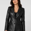Women’s Classic Black Leather Blazer