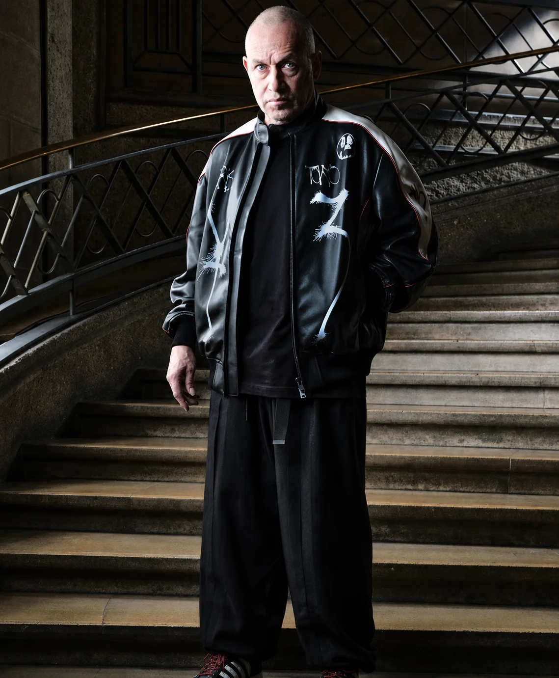 Y-3 T Skater Mark Gonzales Black Leather Jacket