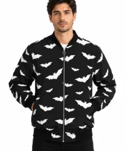 White Bats Black Bomber Jacket
