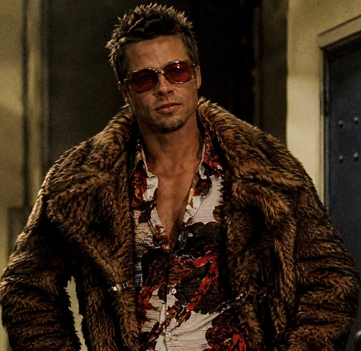 brad pitt fight club fur jacket