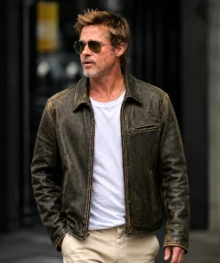 brad pitt leather jacket
